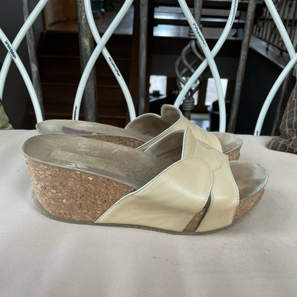 Clorinda Antinori Leather Cork Wedge Platform Slide in Cream Size‎ 8 - Picture 5 of 6